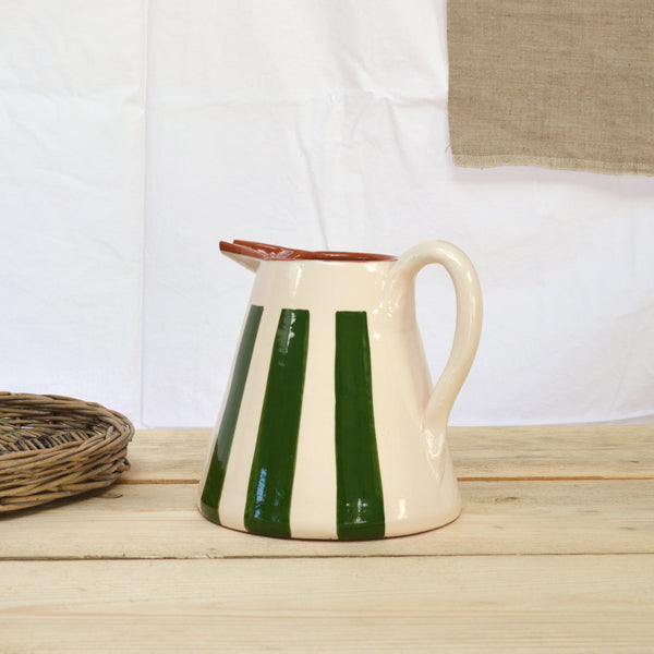terracotta striped jug green