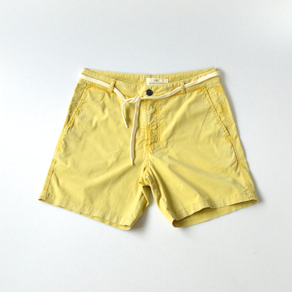 Mens yellow cotton shorts front
