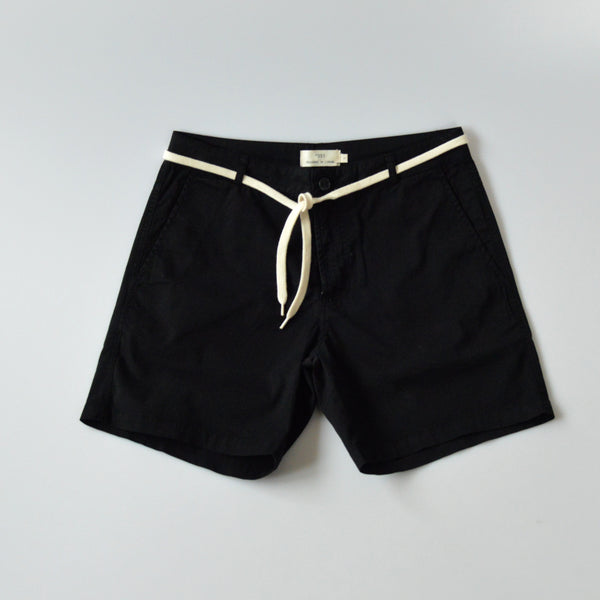 Mens black cotton shorts front