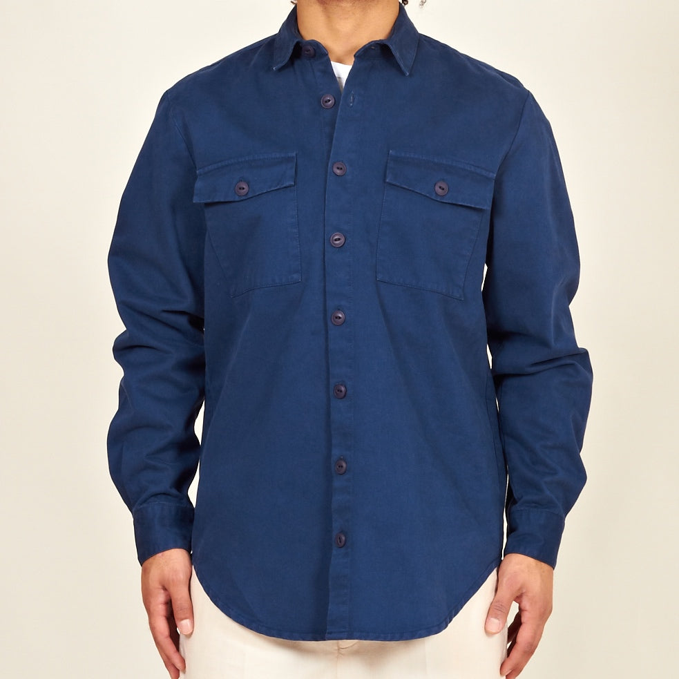 Luso heavy cotton shirt blue zoom
