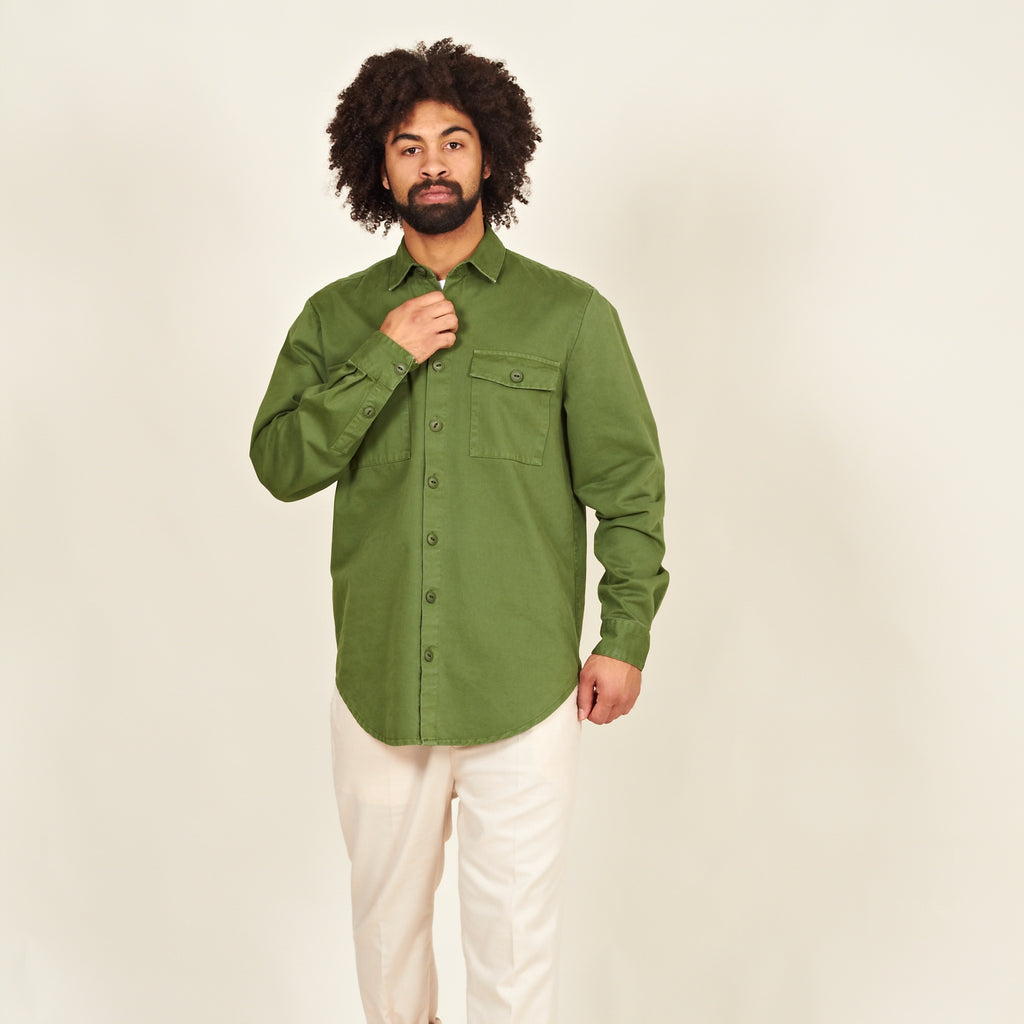 Luso heavy cotton shirt green front