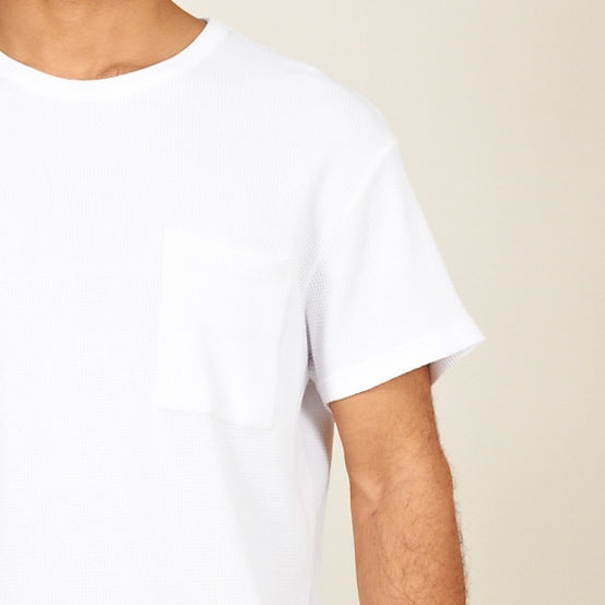 Palhais waffle cotton tshirt white detail