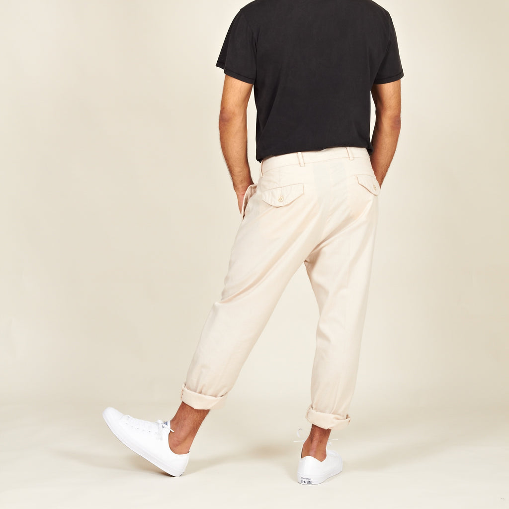 Boticas cotton flannel chinos off white back
